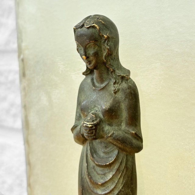Gold Swedish Modern Virgin Mary Wall Lamp in Brass and Frosted Glass, 1930s For Sale - Image 8 of 14