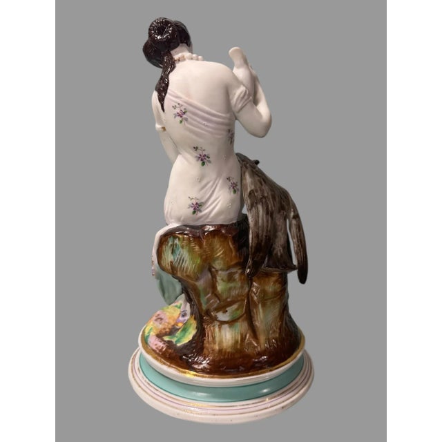 Early 20th Century Antique Victorian Figural Bisque Porcelain 11" Statue Hebe & Eagle For Sale - Image 5 of 8