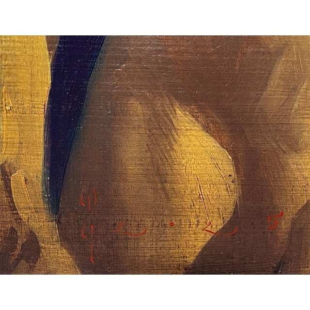 This oil on board painting presents a male torso, capturing the play of light and shadow across the muscular form. The...