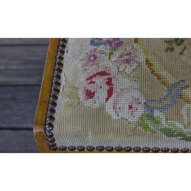 1940s French Side Chairs With Embroidered Seats - a Pair For Sale - Image 5 of 11