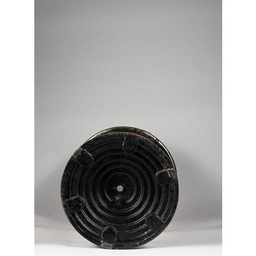 Cast Iron Stool with Red Leatherette Seat, Italy, 1970s For Sale - Image 3 of 6