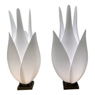 Roger Rougier Grand Acrylic Tulip Lamps, Circa 1970's Pair For Sale