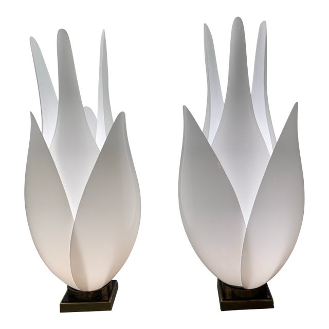 Roger Rougier Grand Acrylic Tulip Lamps, Circa 1970's Pair For Sale