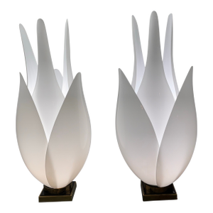 Roger Rougier Grand Acrylic Tulip Lamps, Circa 1970's Pair