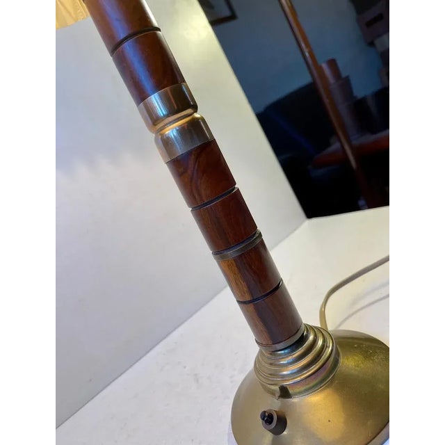 1960s Mid-Century Swedish Table Lamp in Brass and Mahogany, 1960s For Sale - Image 5 of 11