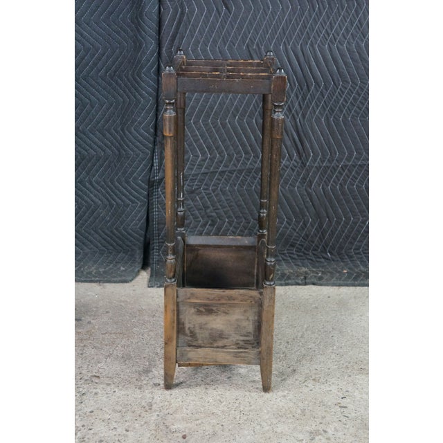 Brown Antique Victorian Revival Mahogany 6 Slot Umbrellas Cane Walking Stick Stand For Sale - Image 8 of 17