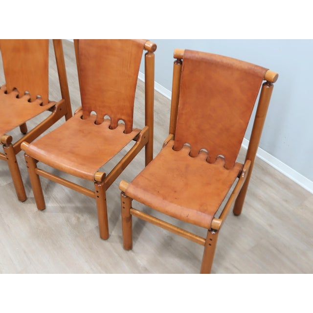 1960s Vintage Walnut and Leather Chairs by Ilmari Tapiovaara for La Permanente, 1960s, Set of 4 For Sale - Image 5 of 18