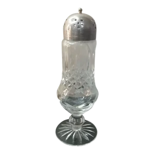 1970s Waterford Lismore Crystal Muffineer Shaker With Silver Plated Lid