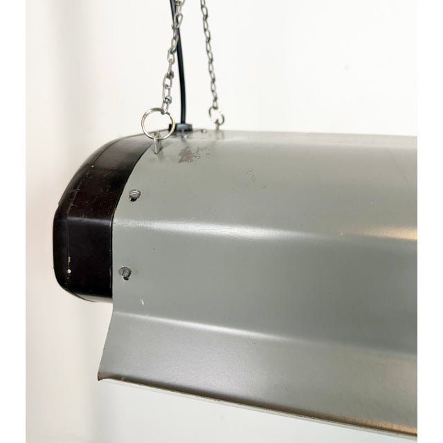 Industrial Grey Hanging Tube Light from Elektrosvit, 1960s For Sale - Image 4 of 18