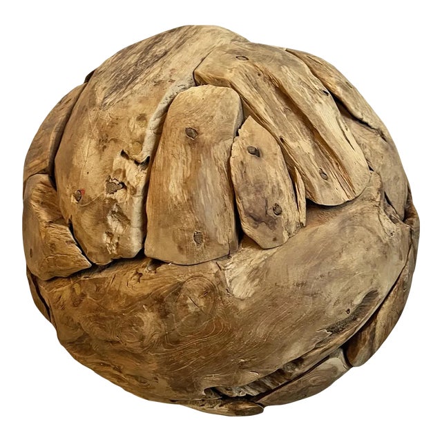 Vintage Salvaged Teak Root Coastal Rustic Decorative Ball For Sale