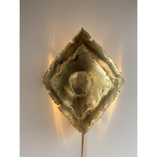 Brutalist Torch-Cut Brass Wall Light by Svend Aage Holm-Sørensen, 1960s For Sale - Image 4 of 10