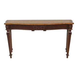 Maitland Smith Adam Design Leather Top Mahogany Console Table For Sale