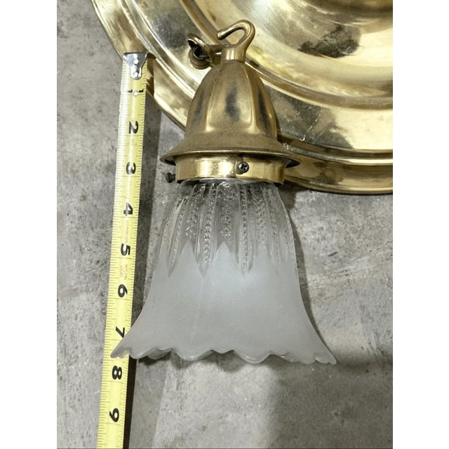 Brass Vintage Victorian Style Solid Brass 3 Light Wired Flush Mount Ceiling Light Fixt For Sale - Image 8 of 8