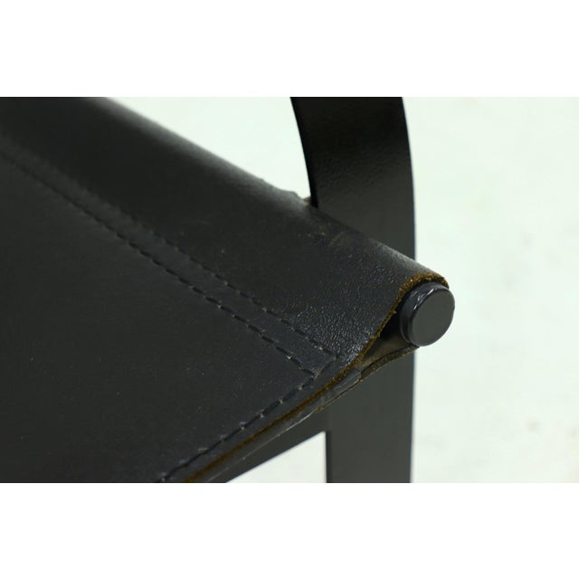 Postmodern Saddle Leather and Steel Lounge Chair, 1980s For Sale - Image 11 of 15