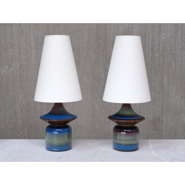 Table Lamps in Glazed Stoneware by Einar Johansen for Søholm, Denmark, 1960s, Set of 2 For Sale - Image 4 of 13