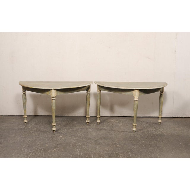 Swedish Antique Painted Demi-Lune Tables - A Pair For Sale - Image 9 of 13