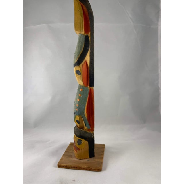 Mid 20th Century Northwest Coast Miniature Hand Carved and Painted Cedar Totem in the Style of Native North American For Sale - Image 5 of 9
