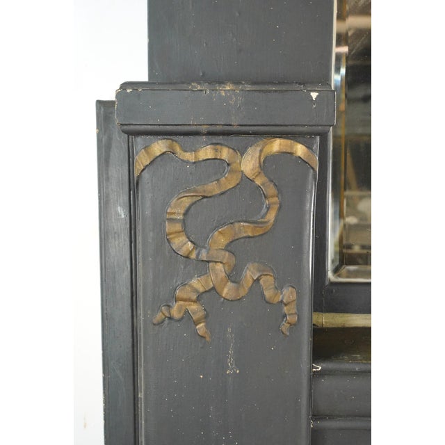 Mid 20th Century Victorian Black Wood Full Size Mantel With Mirror For Sale - Image 5 of 15