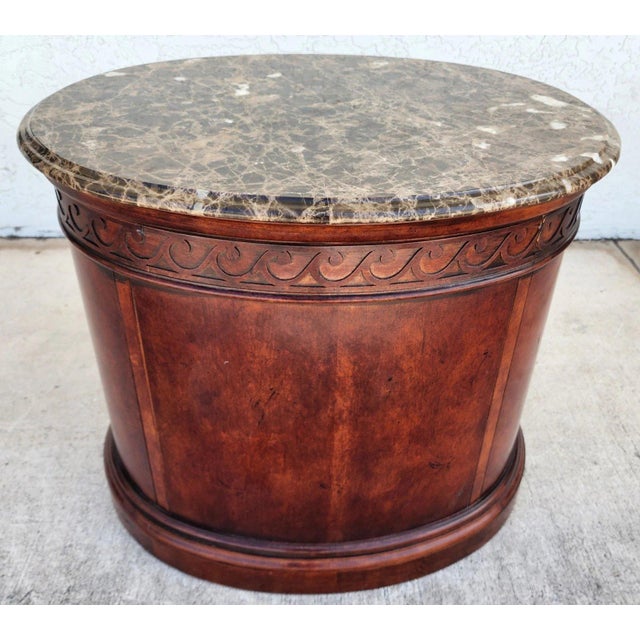 Henredon Style Marble Drum Table For Sale - Image 9 of 11