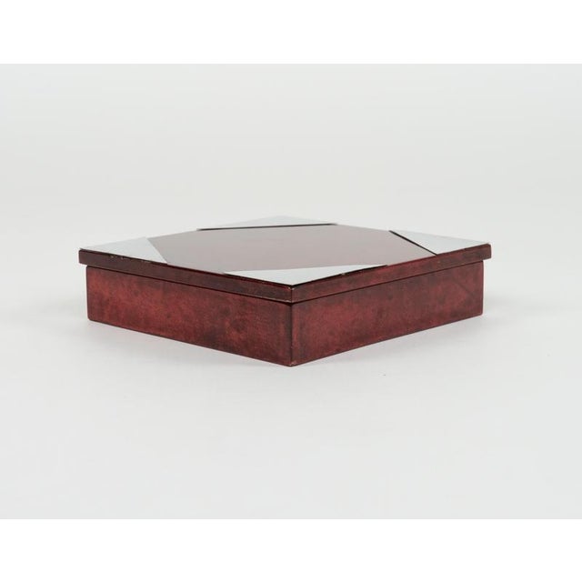 Mid-Century Modern Box in Red Goatskin and Chrome by Aldo Tura, 1960s For Sale - Image 4 of 18