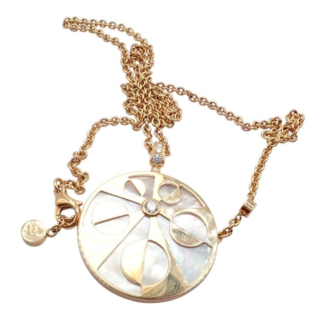 Bulgari Intarsio Diamond Mother of Pearl Rose Gold Pendant Necklace For Sale - Image 11 of 13