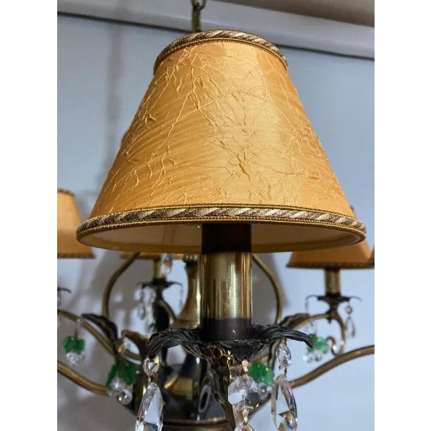 Art Nouveau Bronze Finish Chandelier, 1990s For Sale - Image 10 of 12