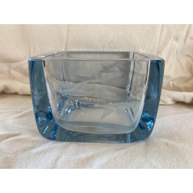 Mid 20th Century Strombergshyttan MCM Crystal Art Glass Vase or Bowl For Sale - Image 5 of 6