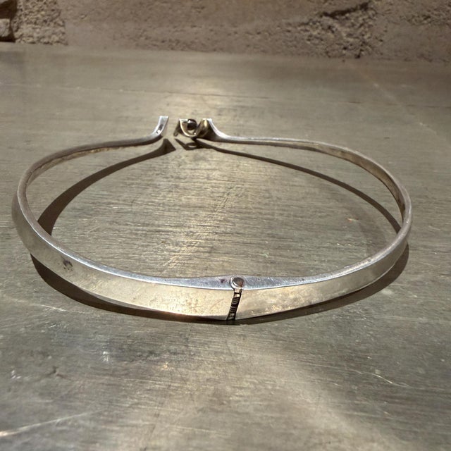 Vintage Mexican Modernist Sterling Silver Collar Necklace For Sale - Image 10 of 14