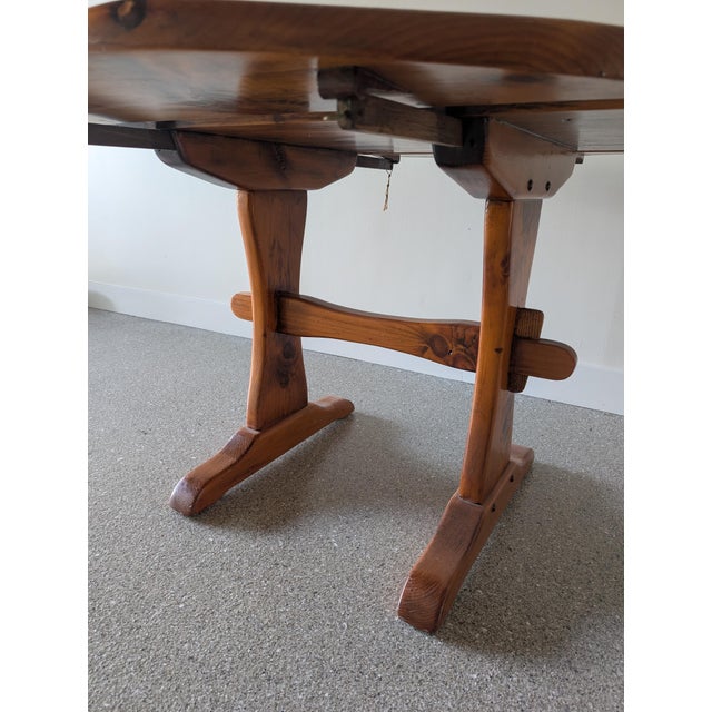 Vintage Solid Pine Trestle Table For Sale - Image 4 of 4