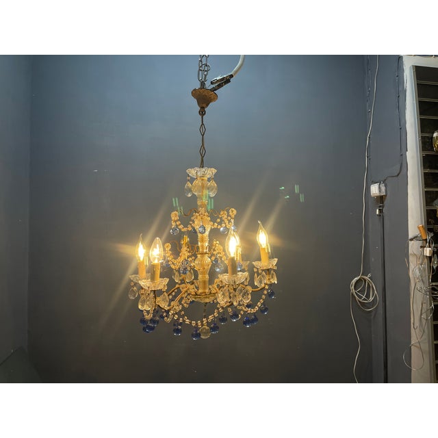 1950s Vintage Macaroni Blue Murano Glass Chandelier, 1950s For Sale - Image 5 of 13