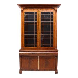 Classical American Empire Step Back Cupboard With Mullioned Doors C1840