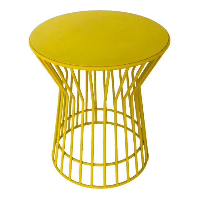 Round Side or End Table in Yellow Platner Style For Sale