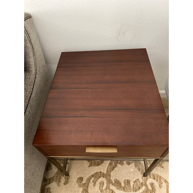 Mitchell Gold + Bob Williams Allure Mid-Century Walnut and Brass Side Table For Sale In San Francisco - Image 6 of 7