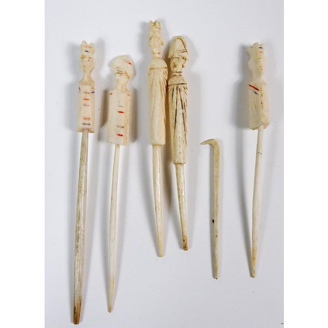 19th Century Carved Bone Game Pieces Collection With Wood Stand For Sale - Image 11 of 17