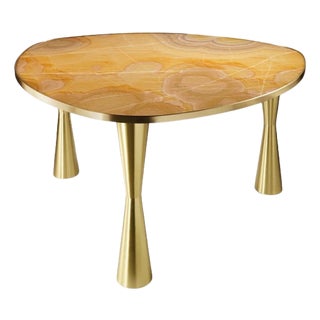 Onyx and Brass Satellite Dining Table by Atelier Terrai For Sale
