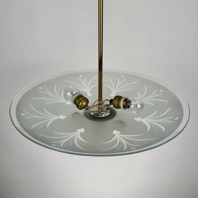 Gold Glass Hanging Lamp by Pietro Chiesa for Fontana Arte For Sale - Image 8 of 9