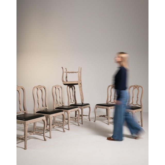 Mid 20th Century Set of Twelve Louis XV Dining Chairs with Upholstered Leather Seats For Sale In Greensboro - Image 6 of 18