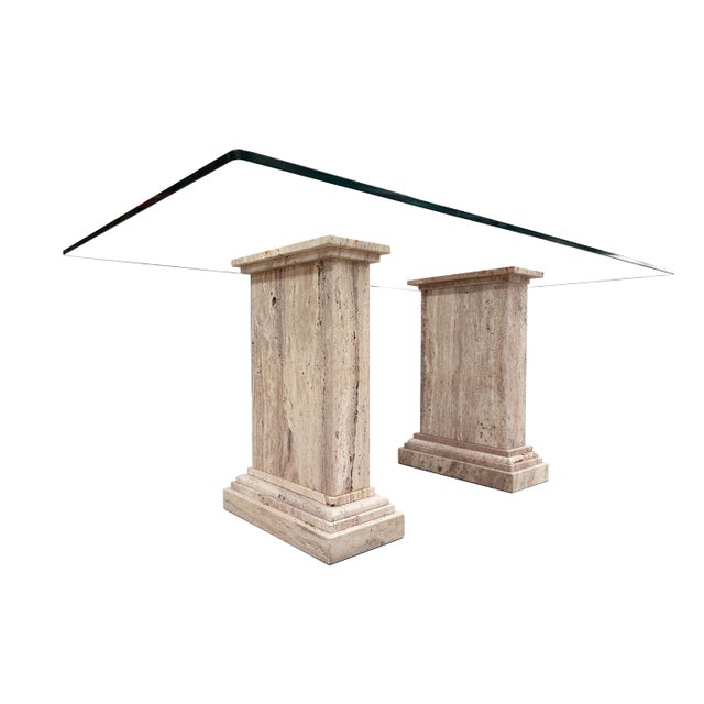 Marina Dining Table in Pink and Brown Jara Travertine Marble, 1989 For Sale - Image 11 of 16