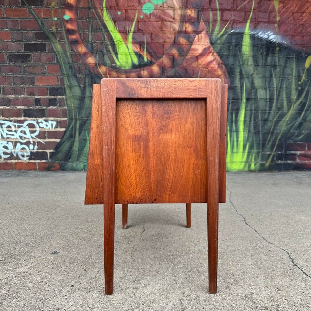 Jens Risom Danish Mid-Century Fall-Front Walnut Bedside Table
