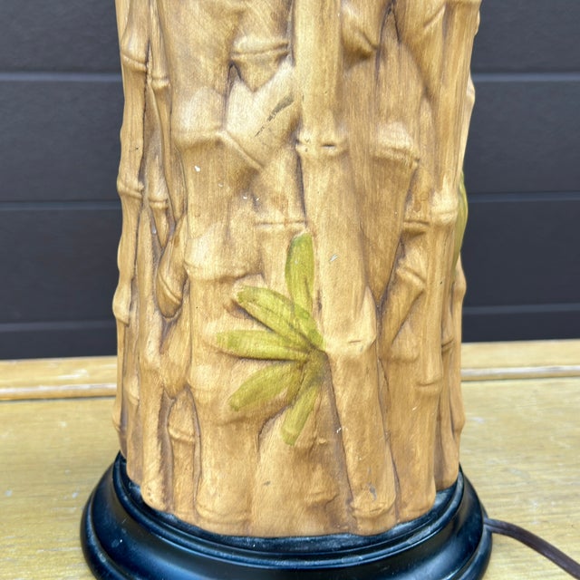 Vintage 1960's Faux Bamboo Ceramic Table Lamp For Sale - Image 9 of 12