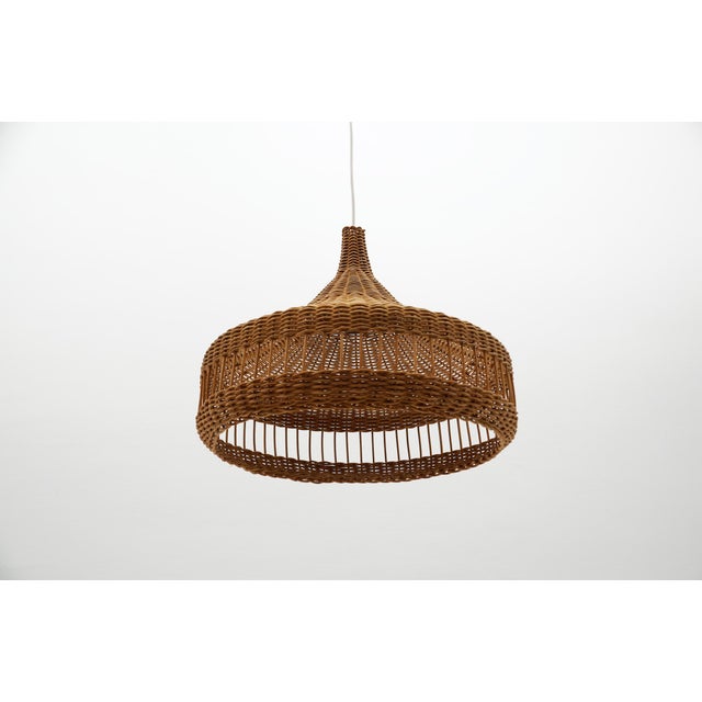 1960s Mid-Century Modern Rattan Wicker Pendant Light, 1960s For Sale - Image 5 of 9
