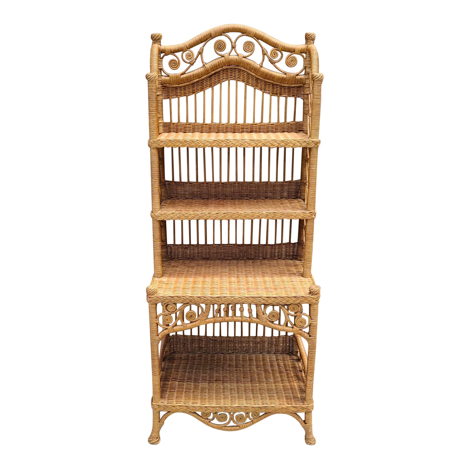 Vintage Peacock Rattan Regency Etagere Bakers Rack Shelf Chairish
