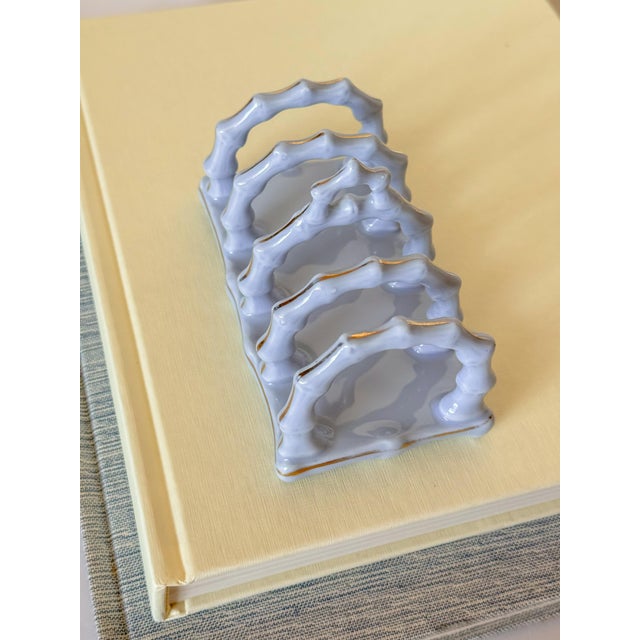 Ceramic Antique French Limoges Lavender Blue Ceramic Toast Rack / Letter Holder For Sale - Image 7 of 14