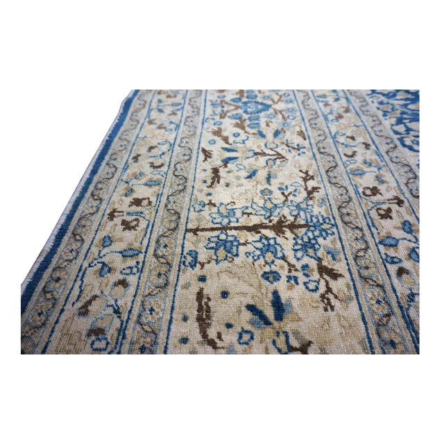 Antique Persian Tabriz Wool 12x18 Blue & Tan Handmade Area Rug #1141057 For Sale - Image 10 of 18