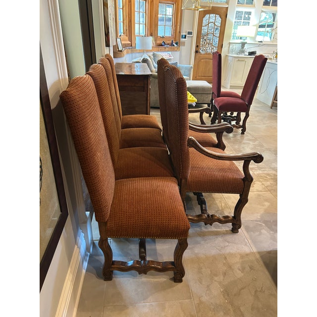 Set of 6 Louis XIV Style Upholstered Dining Room Chairs For Sale In Nashville - Image 6 of 8