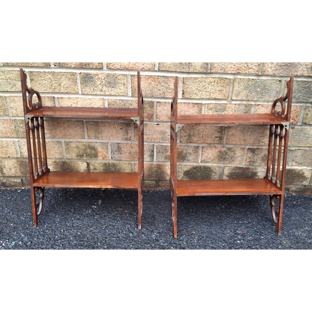 Pair of Mid 20th Century Chinese Chippendale Style Mahogany Wall Shelves For Sale - Image 9 of 12