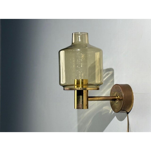 Hans-Agne Jakobsson, Wall Light, Brass, Glass, Sweden, 1960s For Sale - Image 4 of 8