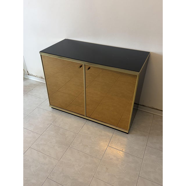 Gold Mirrored Glass and Brass Storage Units attributed to Renato Zevi, 1970s, Set of 2 For Sale - Image 13 of 18