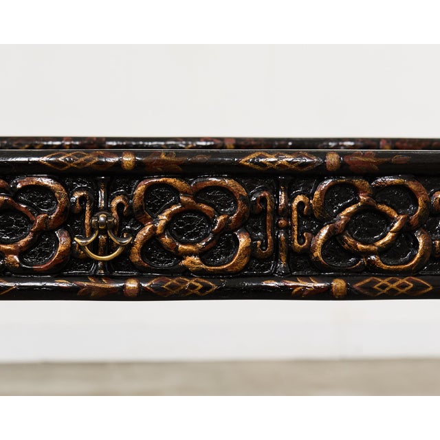 Dennis & Leen Regency Style Lacquer Chinoiserie Decorated Desk For Sale - Image 11 of 17