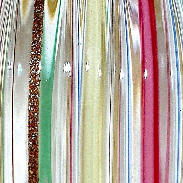 1990's Murano Attributed Glass Canne Striped Vase in the Manner of Fabiano Zanchi For Sale - Image 12 of 12